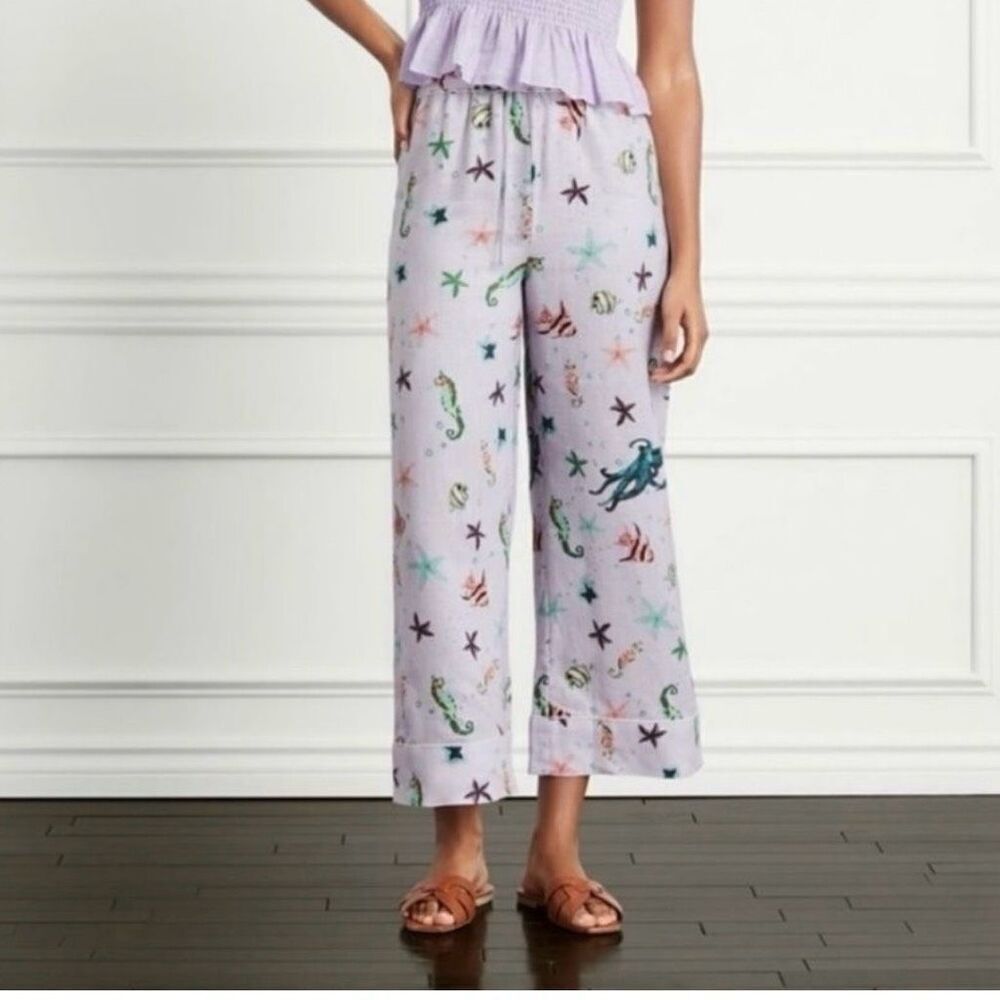 Hill House The Skylar Pant Sea Creatures Sleepwear Linen NWT